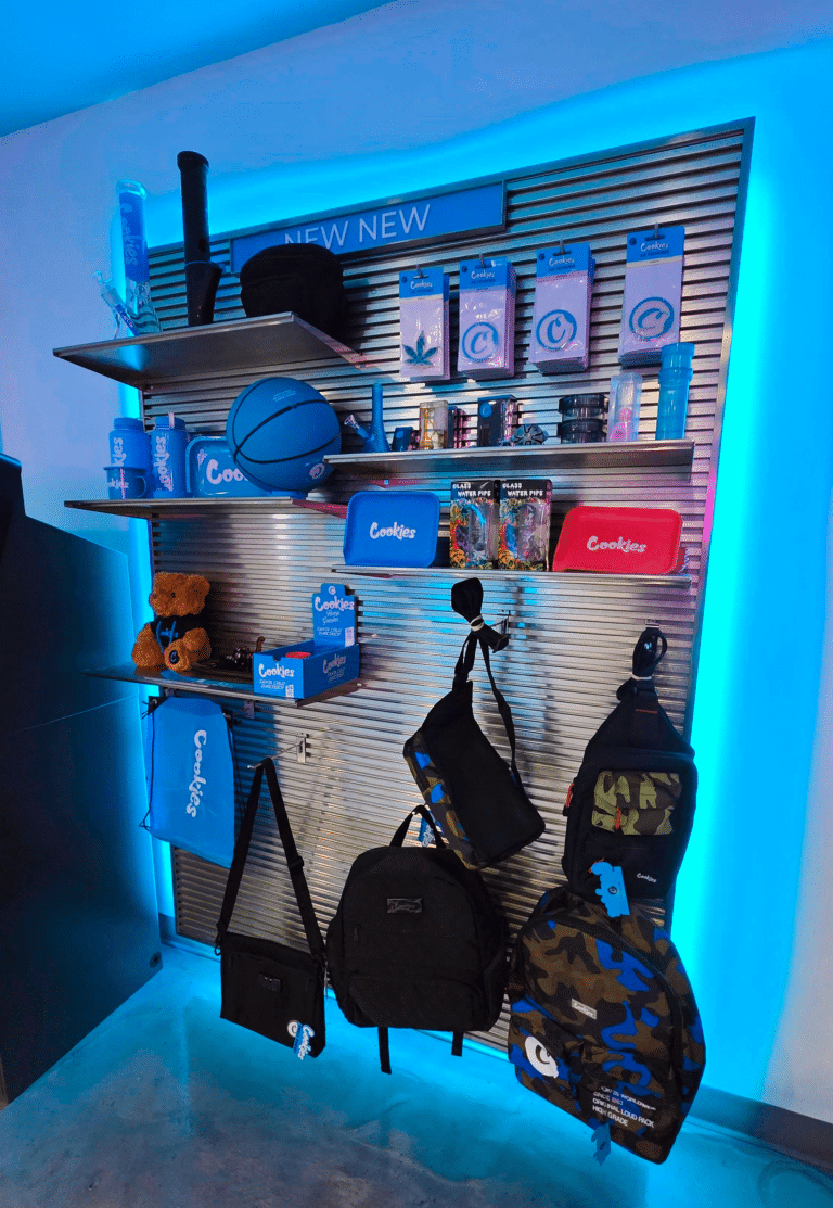 Merch Wall at Cookies