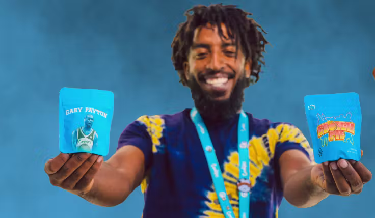 man holding cookies bags